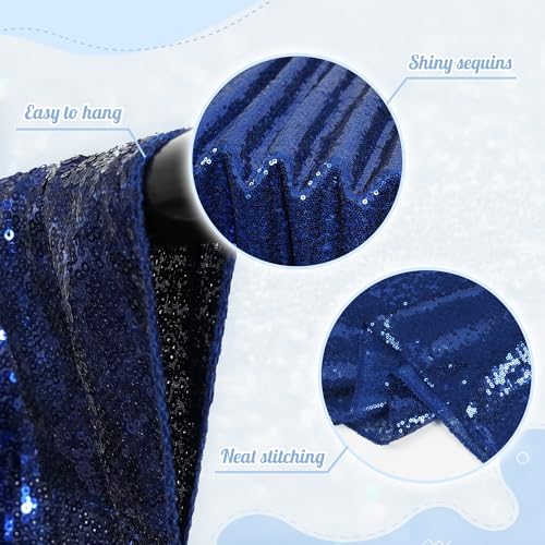 PartyDelight Navy Blue Sequin Backdrop Curtains 2x8ft 2 Panels - High Density 3mm Shimmer Sequin Background Sparkly Photography Drapes for Independence Day, Gender Reveals Graduation & Event Decor - color: Navy Blue, size: 24"W x 96"L (Pack of 2)