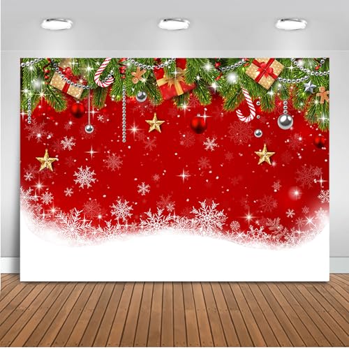 Mocsicka Christmas Backdrop Xmas Party Decorations for Family Holiday Photo Booth Props Snowflake Christmas Background Holiday Party Photo Prop Supplies (6x4ft) - size: 6x4ft