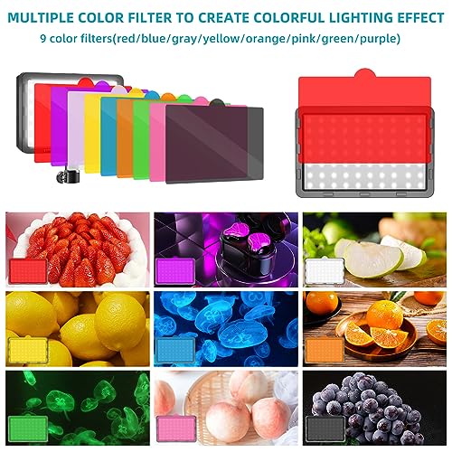 LED Video Light Kit 2Pcs, Hagibis Studio Lights 18 Color Filters for Photography Lighting with Adjustable Tripod Stand Streaming Lights for Photo Camera Recording Computer Zoom Stream TikTok YouTube