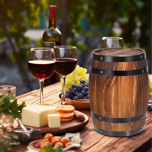Kichvoe Wine Barrel Decor Wooden Oak Barrel Ornament Retro Bar Landscaping Decorative Wine Photo Prop 4.2 Inch Rustic Tabletop Display