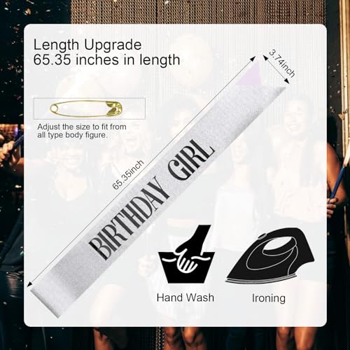 CIEHER Birthday Sash for Women and Girls - Silver Queen Sash, Birthday Decorations - color: Silver