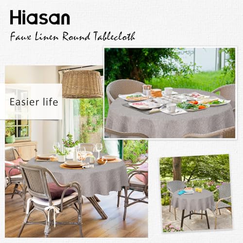 Hiasan Round Linen Tablecloth 30 Inch - Wrinkle and Stain Resistant Washable Polyester Fabric Table Cloth for Dining Room Kitchen Party, Stone - color: Stone, size: 30" (Round)