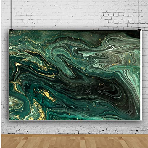 6x4ft Emerald Green Marble Texture Photography Backdrop Hunt Green Marble Happy Birthday Photo Background Golden Fluid Glitter Quicksand Liquid Abstract Art Backdrop Party Banner Decorations - color: Emerald Green01, size: 6x4ft