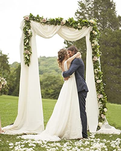 MoKoHouse Beige Sheer Curtain Wedding Decorations: Chiffon Arch Draping Fabric 1 Panel Ceremony Backdrop 6 Yards Birthday Baby Shower Wall Decor - color: Ivory, size: 6 Yards 1 Panel
