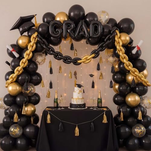 100pcs Long Twisting Skinny Balloons, Black Metallic Gold and Siver Long Balloons for Animal Party Decorations, Birthday, Graduation, New Years, Wedding, Engagement Party Decorations - color: Black,silver,metallic Gold