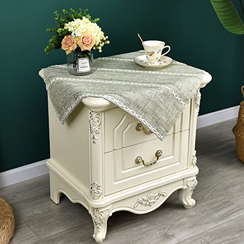 NEWISHER Rustic Farmhouse Embroidered Small Square Tablecloth Jacquard Striped Table Cloth Linen Texture Washable Side Table Cover Kitchen Dining Home Decoration Green 24x24 inch - color: Grass Green, size: 24" x 24" (Square)