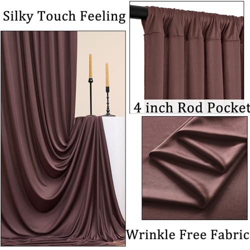 10ft x 10ft Wrinkle Free Brown Backdrop Curtains for Parties, Polyester Photo Backdrop Drapes 2 Panels 5x10ft for Wedding Birthday Party Photography Background Photoshoot - color: Brown, size: 10ftx10ft