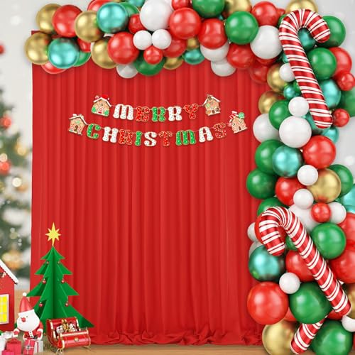 MoKoHouse 10ft x 8ft Red Backdrop for Parties Thick Red Backdrop Drape for Christmas Party Birthday 2 Panels 5ft x 8ft - color: Red, size: 5ft x 8ft 2 Panels