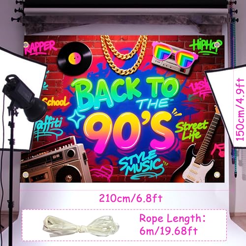 90s Backdrop for Photography 7X5 Ft Back to The 90s Backdrop Decorations Hip Hop Graffiti Brick Wall Decor Photo Props for 90‘S Themed Birthday Party - color: 90s, size: 7X5 Ft