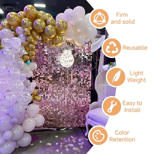 Pink Shimmer Wall Backdrop,Shiny Sequins,12Pcs Sequins Backdrop Panels,Glitter Bling Photo Background Decorations for Birthday Party Wedding Engagement Anniversary Graduation (Each 1FT², Total 12FT²) - color: Pink, size: 3 FT x 4 FT