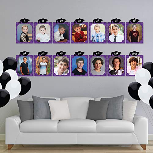 Big Dot of Happiness Purple Grad K-12 School Photo Display Frame - 8x10 inch Graduation Memory Wall, Professional Photo Holder Set, DIY Graduation Party Decorations, Picture Display Board - color: Purple Grad - Picturific Display