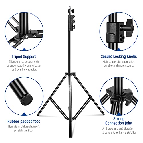 NEEWER 9.8ft/3m Air Cushioned Light Stand, Heavy Duty Metal Photography Tripod Stand with 1/4" to 3/8" Reversible Spigot, 3 Way Mounting Interface & Metal Locking Knobs, Max Load 5.5lb/2.5kg - size: 300cm w/Air Cushioned