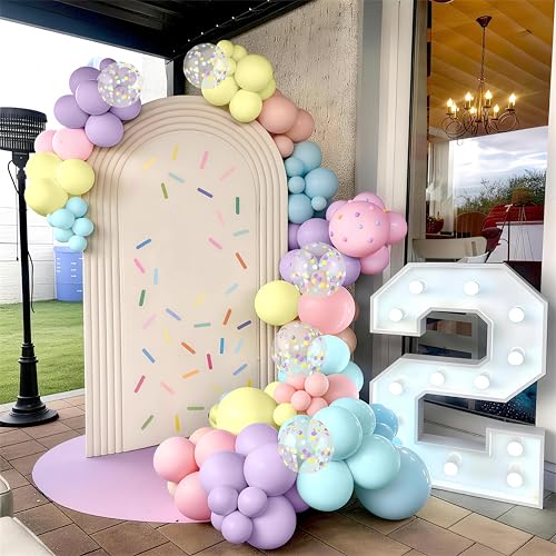 Pastel Balloons, 12 Inch Rainbow Macaron Pink Blue Teal Yellow Purple Apricot Assorted Balloon whit Colorful Confetti Clear Balloon for Easter Birthday Bridal Baby Shower Wedding Tea Party Decor - color: Blue Yellow Pink Purple