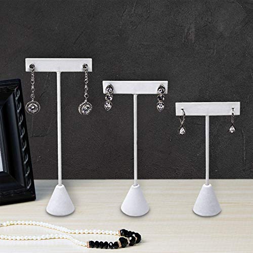 Ikee Design 6 Pcs Set Premium T- Shape Style Earring Display Stand, Earring Stand Jewelry Display for Showroom, Tradeshow, and Showcase, 2 1/2 W x 5 1/2 H in, White Faux Leather - color: White Faux Leather, 5.5" High
