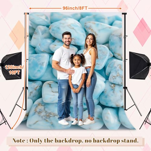 Photography Backdrops Blue Turquoise Heart Shaped Stones Natural Veining 8x10FT Photo Backdrop Photography Background for Portrait Photo Party Decor Video Studio Props Photoshoot - color: Multi8