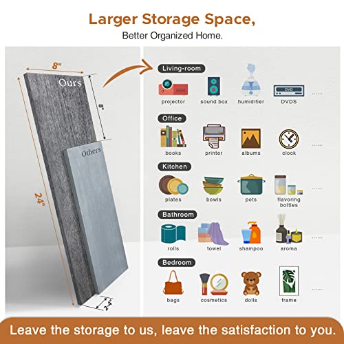 Forbena Gray Floating Shelves Wall Mounted Bookshelf Set of 3, 24 Inches Long 8 Inch Deep Wall Shelves for Bedroom, Bathroom, Living Room, Laundry Room, Kitchen, Office, Closet (Rustic Grey) - color: Grey, size: 24 Inches