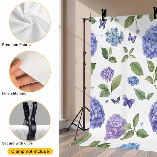 Retro Purple Backdrop for Photography, Hydrangeas Floral Leaf Country Plant Farmhouse Photo Backdrop Portrait Background Party Banner Photo Backgrounds for Studio Booth Props, 8x6ft - color: Purple Green, size: 8x6FT