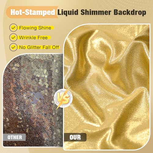 10x10FT Gold Sequin Backdrop Curtain for Party - 2 Panels 5x10FT Wrinkle-Free Shimmer Drapes for Birthday, Wedding, Christmas, Decorations & Photography - color: Gold, size: 5FT x 10FT(2 panels)