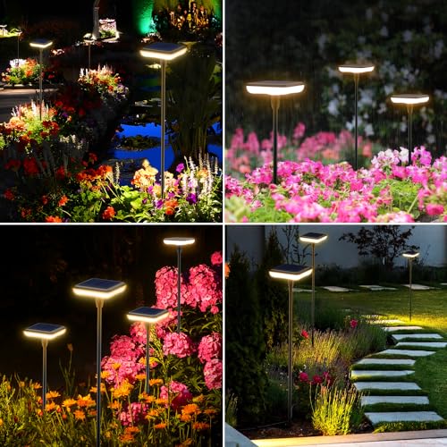 Solar Lights Outdoor Garden 4 Pack Solar Pathway Light 31" Tall Solar Landscape Lights 34LM Bright Up to 12H IP65 Waterproof Auto On/Off for Walkway Outside Yard Path Patio Lawn Flower Bed plant Decor - size: 4 Pack