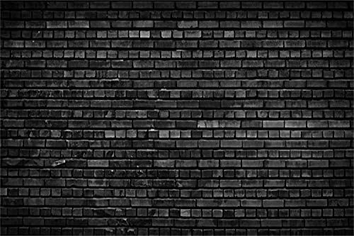 Laeacco 12x8ft Black Brick Wall Backdrop Dim Color Tone Rough Texture Brick Wall Photography Background Eatery Basement Wall Decoration Wallpaper Online Live Background Children Kids Adults Portraits - size: 12x8ft