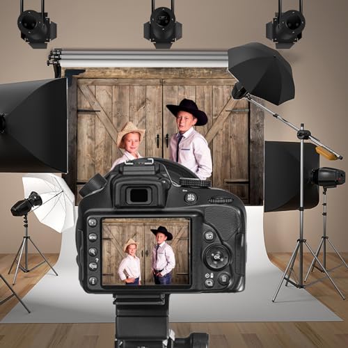5x3ft Rustic Brown Barn Door Backdrops for Photoshoot Old Wooden Door Western Cowboy Farmhouse Photography Background Cowboy Birthday Baby Shower Wedding Ceremony Vinyl Video Background - color: light brown, size: 5x3ft