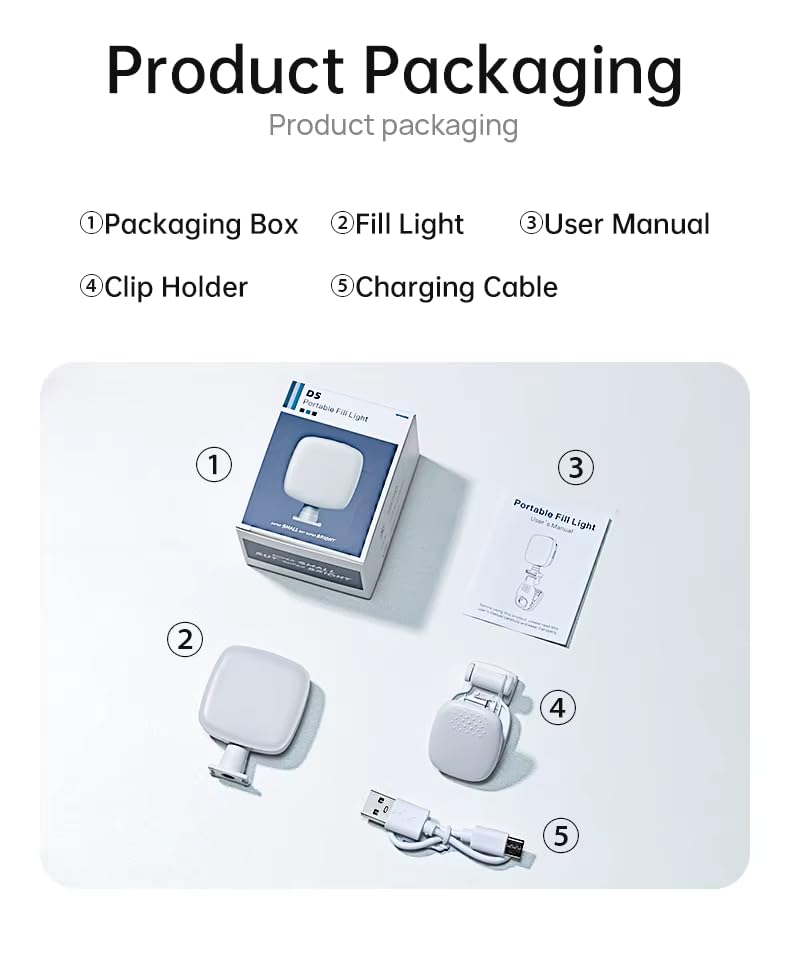 Mini LED Light for Phone, Camera & Laptop - Clip-On Portable Selfie Light, USB Rechargeable with Adjustable Brightness & 3 Color Modes – Perfect for Vlogging, Streaming, Video Calls, Photos (White)
