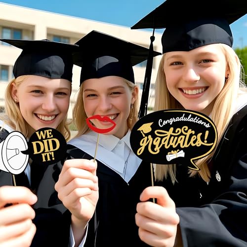 Grad Party Graduations 2026, Tumwisk 25PCS Graduation Photo Props, 2026 Graduation Decorations Photo Booth Props, Funny Grad Party Photo Selfie Decoration 2026 for High School University - color: Graduation