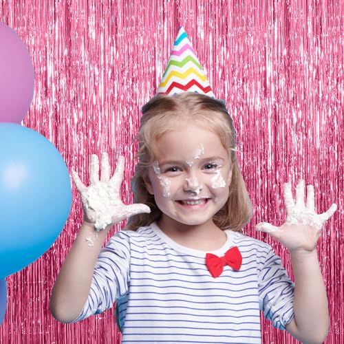 20 Pack Pink Backdrop Decorations - Tinsel Curtain Party Backdrop Foil Fringe Birthday Photo Booth Streamer Backdrop Pink Theme Bachelorette Graduation Decorations - color: Pink, size: 39.4"w X 78.7"l (Pack of 20)