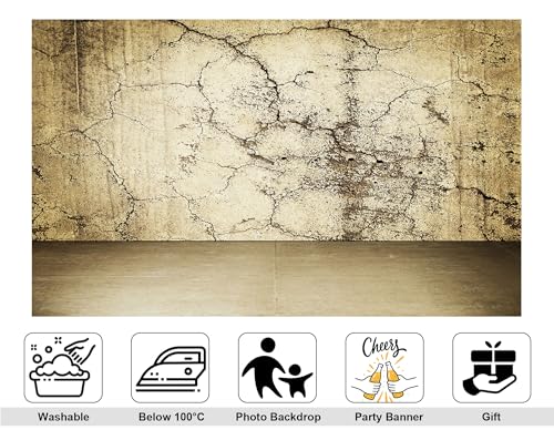 5x4ft Cracked Concrete Wall Backdrop with Aged Texture and Neutral Tones Photography Background for Industrial Themed Party Home Wall Tapestry Decorations Banner Photo Booth Props - size: 5x4ft