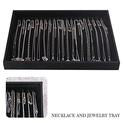 Julysky 2 Pcs/set Stackable Jewelry Organizer Trays,Necklace Tray+Necklace Tray, Jewelry Displays for Selling,Black - size: Necklace Tray + Necklace Tray
