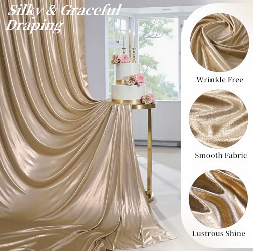 20ftx10ft Champagne Sequin Backdrop Curtain for Parties, Wrinkle Free Thick Glitter Sparkle Photo Backdrop Drapes 4 Panels 5x10FT Shimmer Back Drop Cloth for Wedding Birthday Photography Background - color: Champagne, size: 5'W×10'H _4 Panels