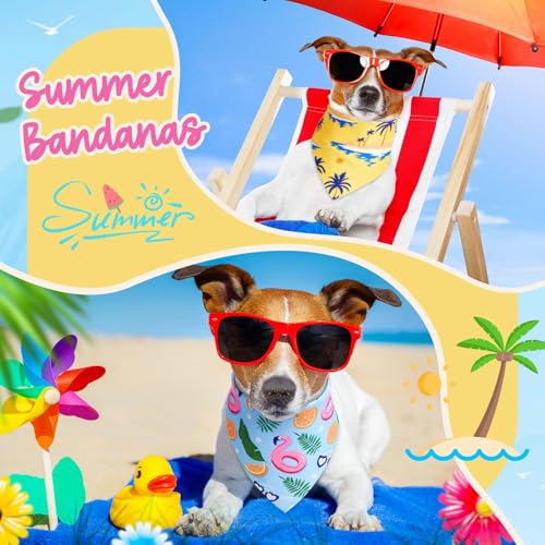 Sweetude 50 Pcs Dog Bandanas Bulk for Summer Hawaii Puppy Bandanas Adjustable Triangle Scarf Set Holiday for Small Medium Large Pet Costume Accessories(31.5 x 21.7 x 21.7 Inch, Flamingo) - color: Flamingo, size: 31.5 x 21.7 x 21.7 Inch