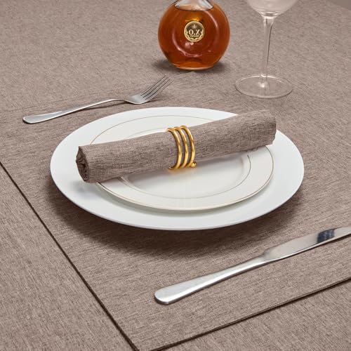 Cloth Napkin Set of 8 Square Washable Reusable Linen Fabric Polyester for Kitchen Dinner Dining Restaurants Wedding Party Banquet Table(Mocha/17x17 Inch) - color: Mocha