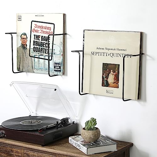 MyGift 2-Pack Vinyl Wall Mount Holder - Floating Record Shelf for Vinyl Display, Black Metal Record Wall Display Shelves - color: Black- 2 Pcs, size: 2 Pack