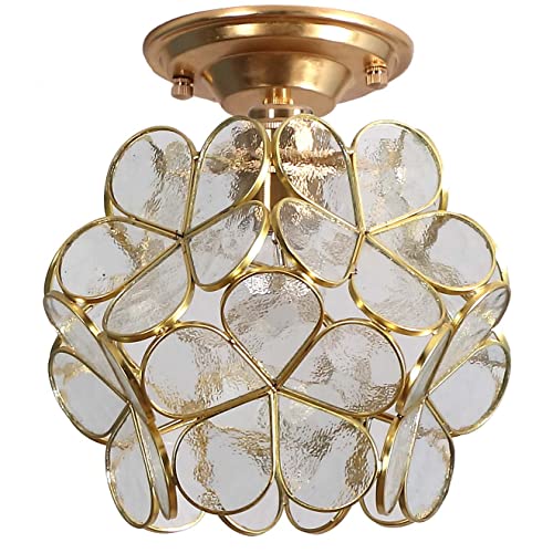 Bieye L10825 Flower Petals Tiffany Style Stained Glass Close to Ceiling Light for Home Decor (Clear, 8" Cherry Blossom) - color: Clear, size: 8" Cherry Blossom