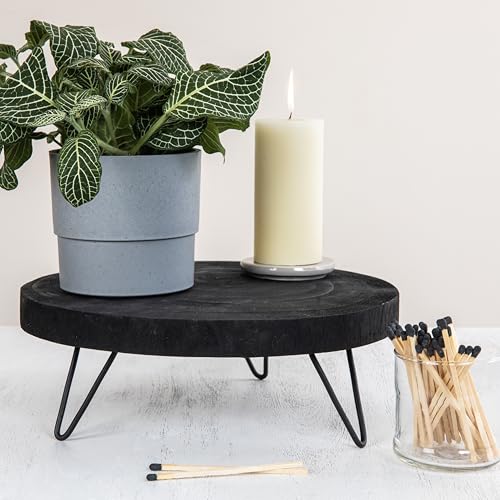Creative Co-Op Decorative Paulownia Wood Pedestal, Black, 11" - color: Black, size: 11"