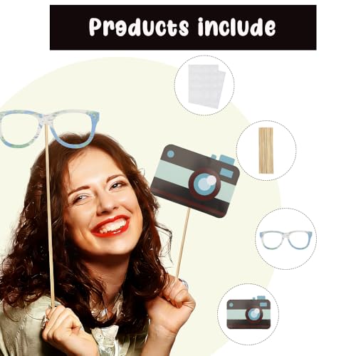 23 Pcs Adventure Photo Booth Props Kit Exploring Photo Props Party Supplies Favors Decorations Selfie Prop Photography Photobooth Funny Cute Holiday Selfie Supplies Easy to Assemble