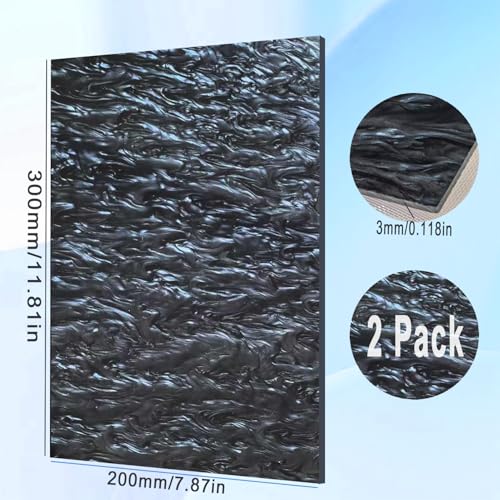 2 Pack12x8 Inch Pearl Cast Acrylic Sheets for CO2 Laser Cutting and Engraving Patterned Acrylic Plastic Sheets 1/8 Thick for DIY Crafts, Home Decor, Art Design (2, Black, 12x8 Inch) - color: Black, size: 12x8 Inch