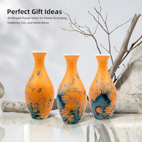 3D Puzzle Vase for Adults, 160-Piece Unique Curved Plastic Flower Vase,House Warming Gift for Flower Arrangements and Home Decor, for Mom(Orchid) - color: A-orchid