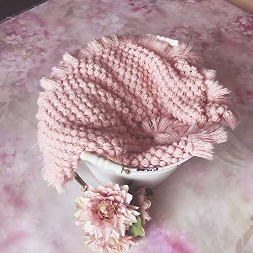 Zeroest Baby Photography Props Basket Braid Wool Wrap Newborn Photo Shoot Baskets Filler Posing Stuffer Background Blanket (Pink) - color: Pink