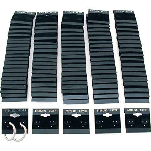 The Display Guys 100-pc Earring Cards for Selling - Jewelry Hanging Earring Display Cards, Earring Holder Cards (Black Flocked Velvet w/Sterling Silver Label, 2 x 2) Fit 3 Pairs - color: Black Velvet Sterling Label, size: 2" X 2"