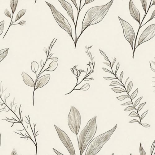 HOMETITUTE Botanical Line Art Wallpaper Peel and Stick Neutral Plant Contact Paper Marble Wall Paper Stick 118.1" x 17.7" Removable Self Adhesive Vinyl Wall Covering for Bedroom Cabinets Decor - color: Botanical Line Art