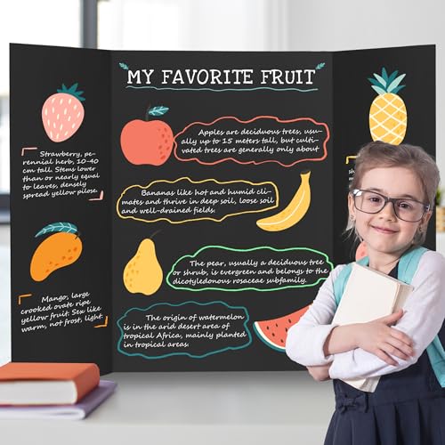 Chell 36" x 48" Large Trifold Poster Board, 4 Pack, Black Corrugated Project Boards for Science Fair, School Projects, Event Displays and Business Presentations - color: Black