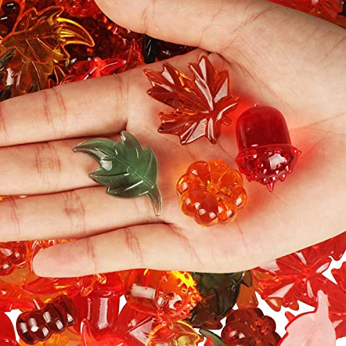 Jangostor 200 PCS Acrylic Leaves Mini Pumpkins Acorns Maple Leaves Acrylic Fall Decorations, Thanksgiving Table Scatter Fall Vase Filler Gems for DIY Crafts, Home, Thanksgiving and Autumn Decoration