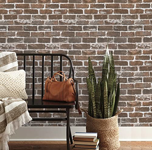 Timeet Red Brick Wallpaper Self Adhesive Peel and Stick Wallpaper Removable Contact Pape Textured for Bedroom Living Room Wall Decor Vinyl Film Roll 17.7"×118.11" - color: Brown, size: 17.7" x 118.1"