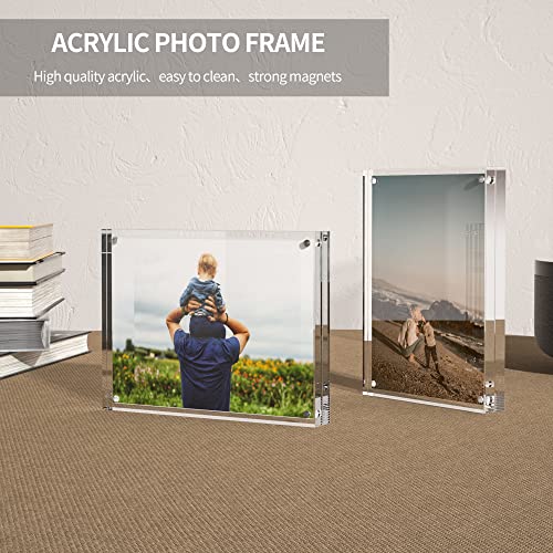 Sezanrpt Acrylic Picture Frame 6x8 Inches, High Transparent Magnetic Photo Frame, Double Sided Plexiglass Picture Frame 12mm + 12mm - size: 6'' X 8''