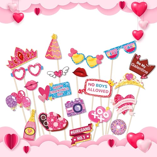 25 Pcs BFF Festival Photo Booth Props, Girls Theme Party Decoration Props, Birthday Holiday Photo Decoration Supplies