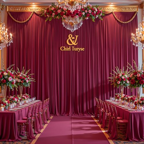 20x10ft Burgundy Backdrop Curtain Panels for Parties - Wrinkle Free Polyester Photo Curtain Backdrop Wedding Back Drop Fabric Drapes for Party Decorations Background for Photography - color: Burgundy, size: W5' x H10'(4 panels)