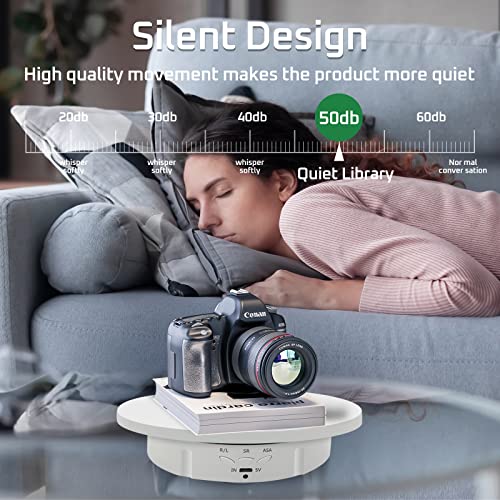 JAYEGT 3in 1 Motorized Rotating Display Stand with 5.74 /7.08/ 8.66 inch Replacement Cover,Max 22lbs Load , 360 Electronic Turntable for Photography Products (3 in1 / White/ With Remote controller) - color: White
