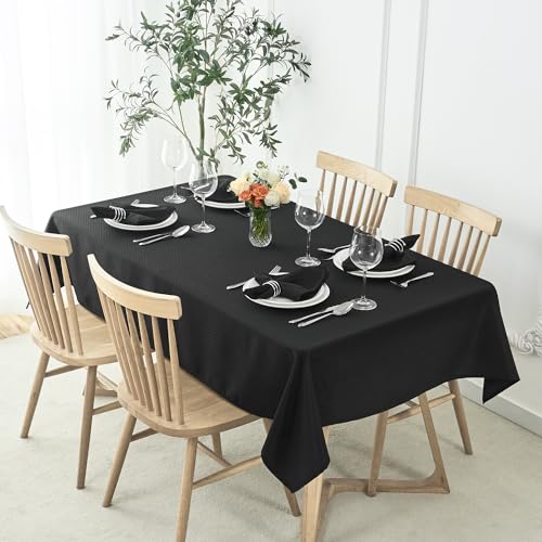 maxmill Cloth Napkins 20 x 20 Inch Weaved Texture Pattern Soft Comfortable and Luxury Serviette for Restaurant Family Dinners Weddings Parties and Banquets Set of 4 Pieces, Black - color: Black, size: 20" x 20" (Set of 4)